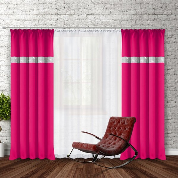 Záves na riasiacej páske so zirkónmi 140x250 cm fuchsia Farba Fuchsia Rozmery 140x250 cm