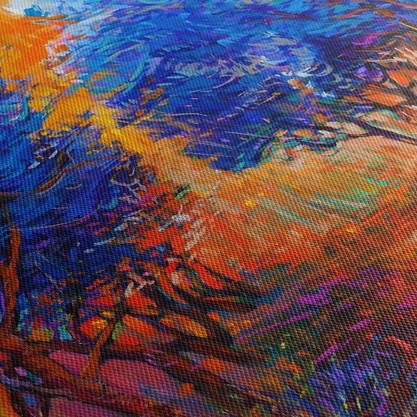 Obraz - jesenné koruny stromov, moderný impresionizmus (150x105 cm)