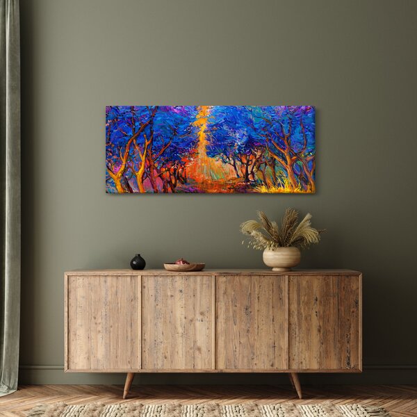 Obraz - jesenné koruny stromov, moderný impresionizmus (120x50 cm)