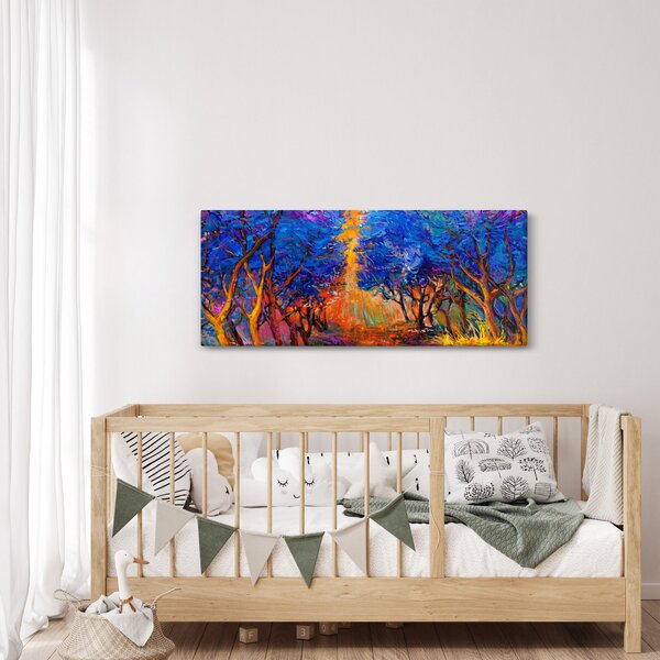 Obraz - jesenné koruny stromov, moderný impresionizmus (120x50 cm)