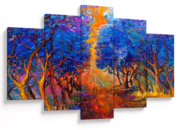 Obraz - jesenné koruny stromov, moderný impresionizmus (150x105 cm)