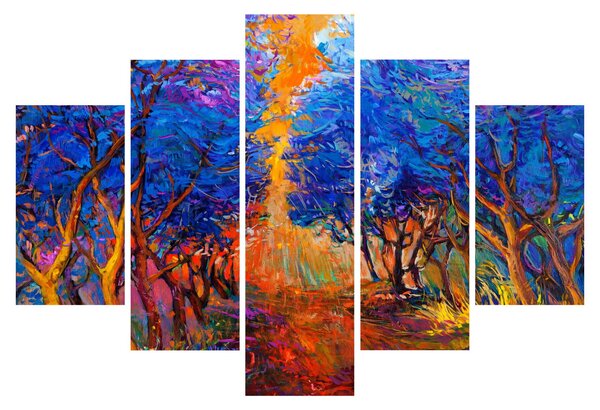 Obraz - jesenné koruny stromov, moderný impresionizmus (150x105 cm)