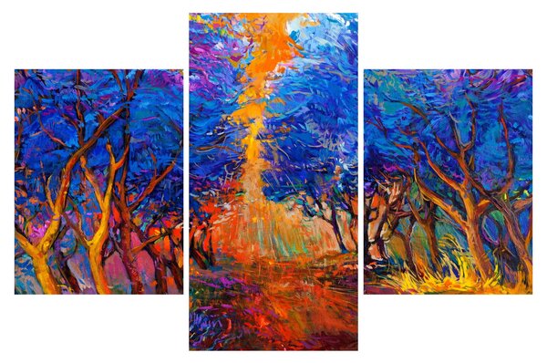 Obraz - jesenné koruny stromov, moderný impresionizmus (90x60 cm)