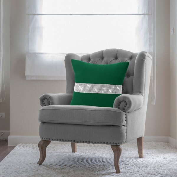 Obliečka na vankúš Glamour so zirkónmi tmavozelená Farba Tmavozelená Rozmery 40x40 cm