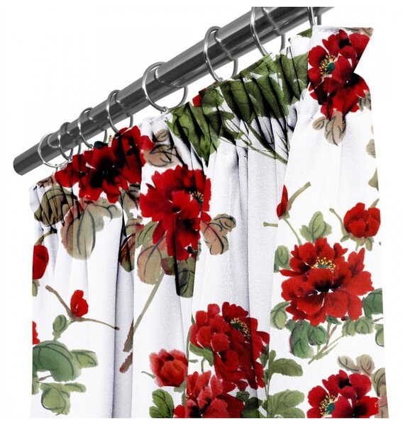 Záves na riasiacej páske 140x250 cm biely, červené kvetiny Farba Biela Rozmery 140x250 cm