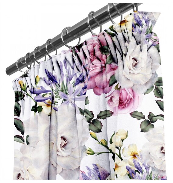 Záves na riasiacej páske MIGD118 140x250 cm kvety na bielom Farba Viacfarebná Rozmery 140x250 cm