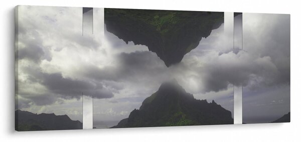 Obraz - Hory na Islande, geometrická koláž (120x50 cm)