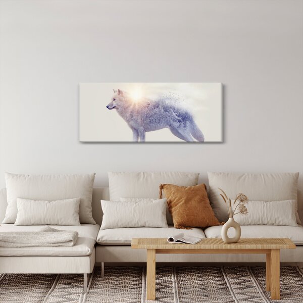 Obraz - Arktický vlk zrkadliaci divokú krajinu (120x50 cm)