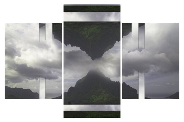 Obraz - Hory na Islande, geometrická koláž (90x60 cm)