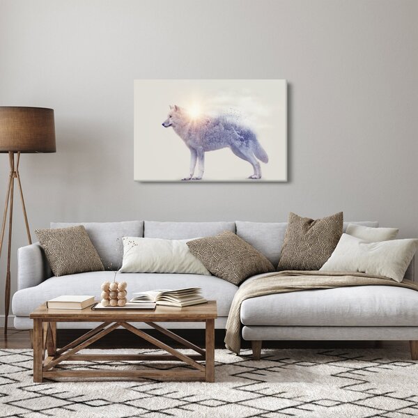 Obraz - Arktický vlk zrkadliaci divokú krajinu (90x60 cm)
