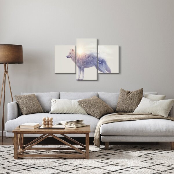 Obraz - Arktický vlk zrkadliaci divokú krajinu (90x60 cm)