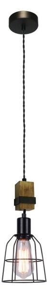 Italux PND-4290-1-L závesné svietidlo Ponte D140mm 1x60W E27 čierna, drevo