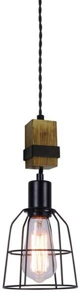 Italux PND-4290-1-L závesné svietidlo Ponte D140mm 1x60W E27 čierna, drevo
