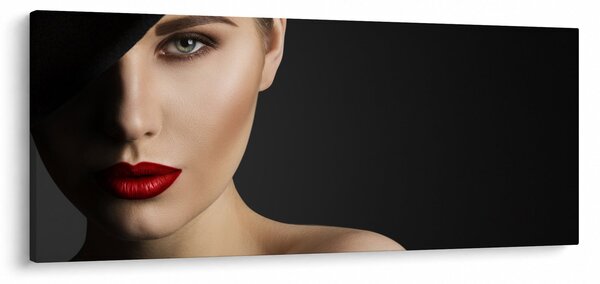 Obraz - Portrét ženy v klobúku (120x50 cm)
