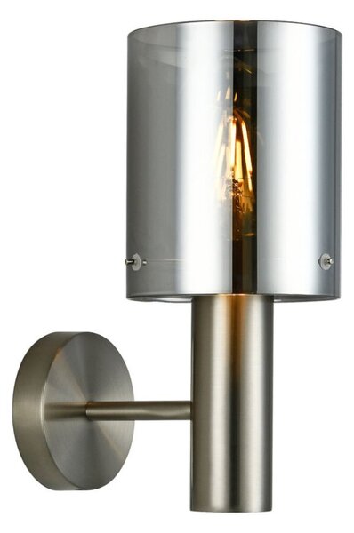Italux WL-5581-1A-SC+SG nástenné svietidlo Sardo 1x40W E27 saténový nikel, dymové sklo
