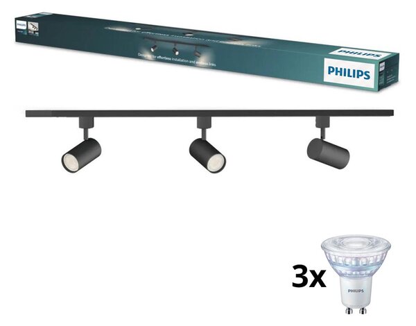 Philips - LED stmievateľné bodové svietidlo v lište systému EASYLINK 3xGU10/6,2W/230V 1m čierna