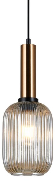 Italux PND-5588-1M-BRO+AMB závesné svietidlo Antiola D150mm 1x40W E27 mosadz, jantárová