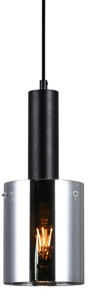 Italux PND-5581-1-BK+SG závesné svietidlo Sardo D130mm 1x40W E27 čierna, dymové sklo