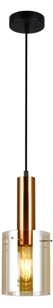 Italux PND-5581-1-BRO+AMB závesné svietidlo Sardo D130mm 1x40W E27 mosadz, jantárová