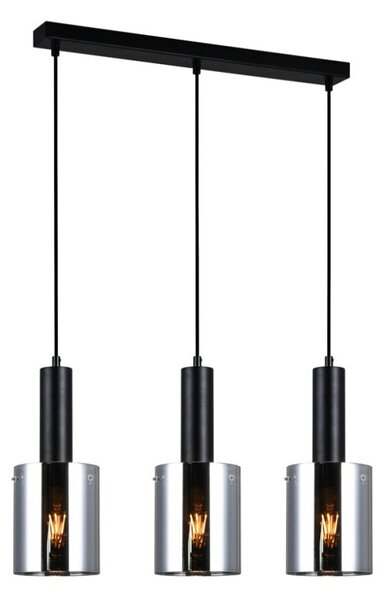 Italux PND-5581-3-BK+SG závesné svietidlo Sardo 3x40W E27 čierna, dymové sklo