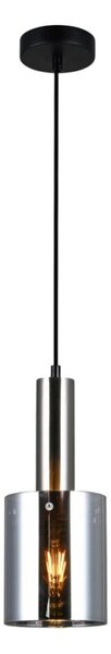 Italux PND-5581-1-SC+SG závesné svietidlo Sardo D130mm 1x40W E27 saténový nikel, dymové sklo