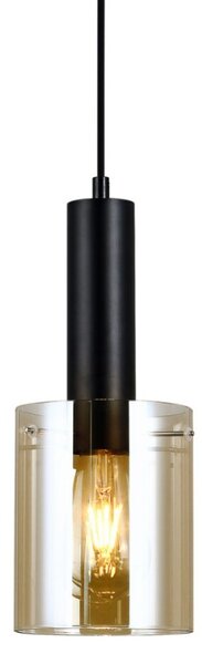 Italux PND-5581-1-BK+AMB závesné svietidlo Sardo D130mm 1x40W E27 čierna, jantárová