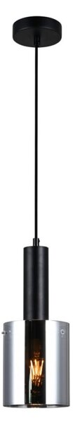 Italux PND-5581-1-BK+SG závesné svietidlo Sardo D130mm 1x40W E27 čierna, dymové sklo