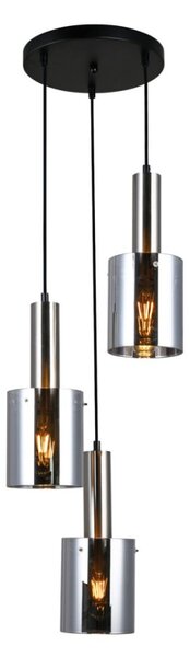 Italux PND-5581-3A-SC+SG závesné svietidlo Sardo D330mm 3x40W E27 saténový nikel, dymové sklo