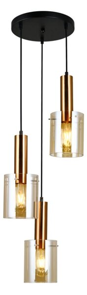 Italux PND-5581-3A-BRO+AMB závesné svietidlo Sardo D330mm 3x40W E27 mosadz, jantárová