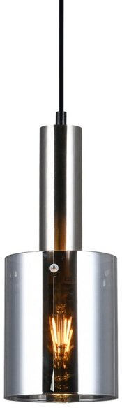 Italux PND-5581-1-SC+SG závesné svietidlo Sardo D130mm 1x40W E27 saténový nikel, dymové sklo