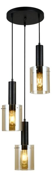 Italux PND-5581-3A-BK+AMB závesné svietidlo Sardo D330 mm 3x40W E27 čierna, jantárová