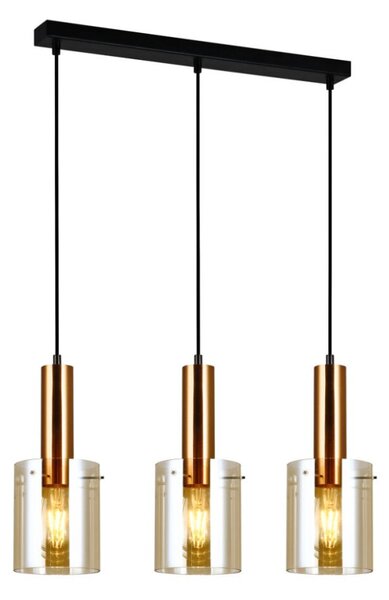 Italux PND-5581-3-BRO+AMB závesné svietidlo Sardo 3x40W E27 mosadz, jantárová