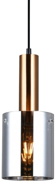 Italux PND-5581-1-BRO+SG závesné svietidlo Sardo D130mm 1x40W E27 mosadz, dymové sklo