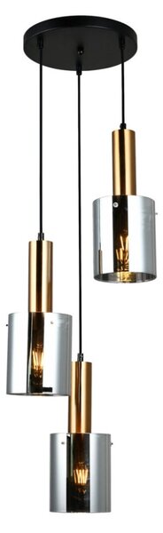 Italux PND-5581-3A-BRO+SG závesné svietidlo Sardo D330mm 3x40W E27 mosadz, dymové sklo