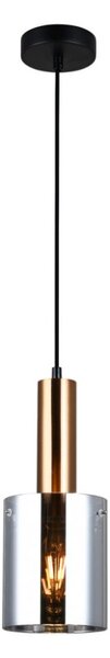 Italux PND-5581-1-BRO+SG závesné svietidlo Sardo D130mm 1x40W E27 mosadz, dymové sklo