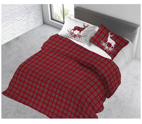 Bavlnené posteľné obliečky Tartan červený Made in Italy Farba Červená Rozmery 1x50x80/1x140x200 cm