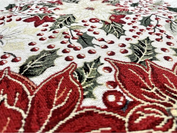 Vianočný gobelínový obrus na stôl Vianočná ruža 90x90 cm Chenille IT08 Farba Viacfarebná Rozmery 90x90 cm