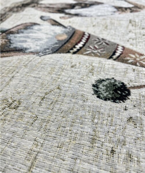 Vianočný gobelínový behúň na stôl Béžoví škriatkovia Chenille IT05 Farba Béžová Rozmery 40x130 cm