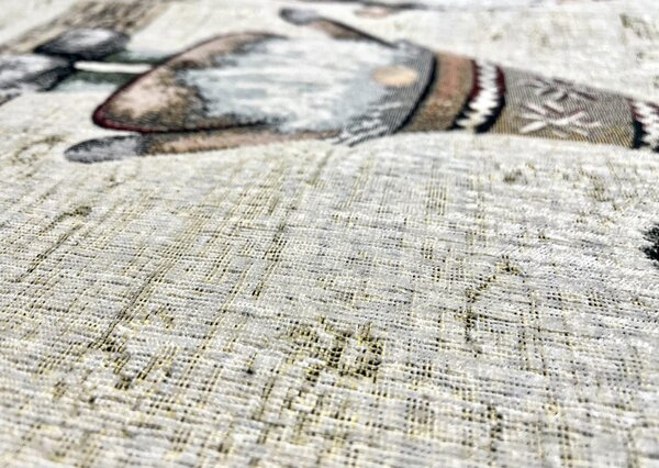 Vianočný gobelínový behúň na stôl Béžoví škriatkovia Chenille IT05 Farba Béžová Rozmery 40x130 cm