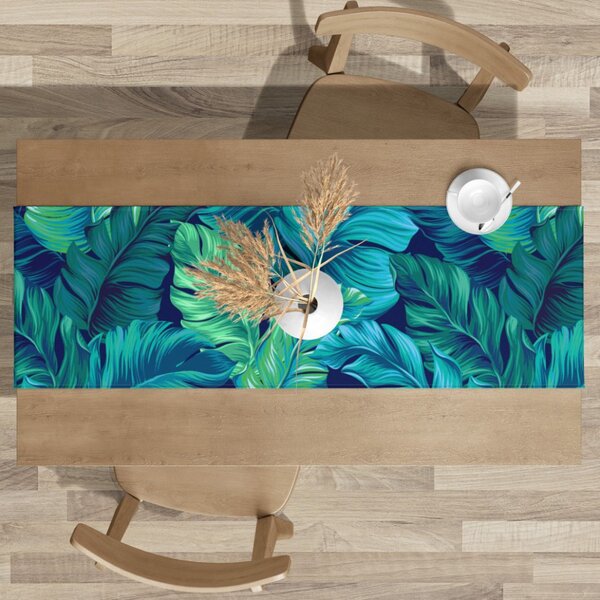 Behúň na stôl vzorovaný MIGD219 zelené palmové lístie Farba Viacfarebná Rozmery 40x110 cm