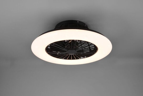 TRIO R62522132 STRALSUND stropné svietidlo s ventilátorom LED D500mm 30W/2200lm 3000-6500K matná čierna, stmievateľné, diaľkový ovládač, starlight efekt