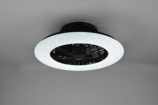 TRIO R62522132 STRALSUND stropné svietidlo s ventilátorom LED D500mm 30W/2200lm 3000-6500K matná čierna, stmievateľné, diaľkový ovládač, starlight efekt