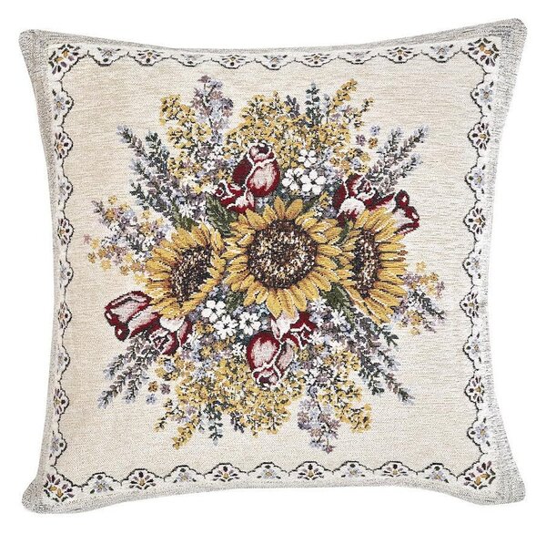 Gobelínová obliečka na vankúš Slnečnice Chenille IT101 Farba Viacfarebná Rozmery 42x42 cm