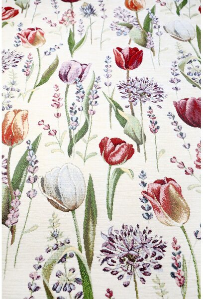 Gobelínový obrus na stôl Tulipány Chenille 1187B Farba Viacfarebná Rozmery 40x100 cm