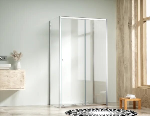 NICOL COMBI II Chróm 80x100x80 Číre Sprchovací kút s posuvnými dverami