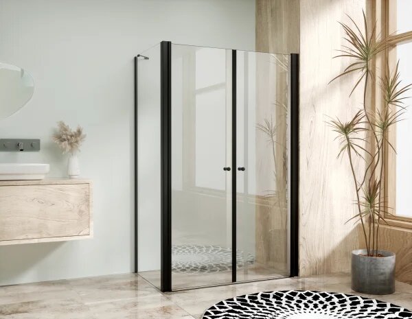 BETA COMBI Black 80x80 Clear Štvorcový sprchovací kút bez vaničky