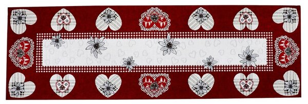 Gobelínový behúň na stôl Srdiečka Chenille IT026 Farba Červená Rozmery 40x130 cm