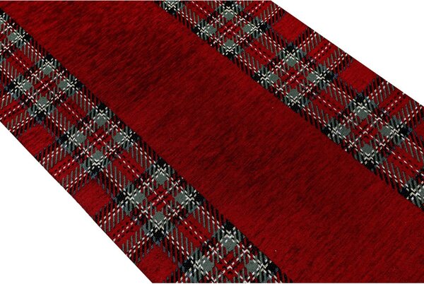 Vianočný gobelínový behúň na stôl Tartan bordový Chenille IT025 Farba Bordová Rozmery 40x130 cm