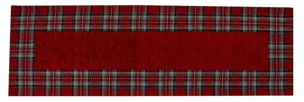 Vianočný gobelínový behúň na stôl Tartan bordový Chenille IT025 Farba Bordová Rozmery 40x130 cm