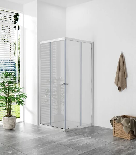 POINT Q ROCKY 80 Clear Štvorcový sprchovací kút s mramorovou vaničkou